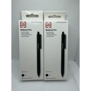 TRU RED Ballpoint Retractable Pen Medium Point 1.0mm Black 2 X 12 Packs -24 Pens
